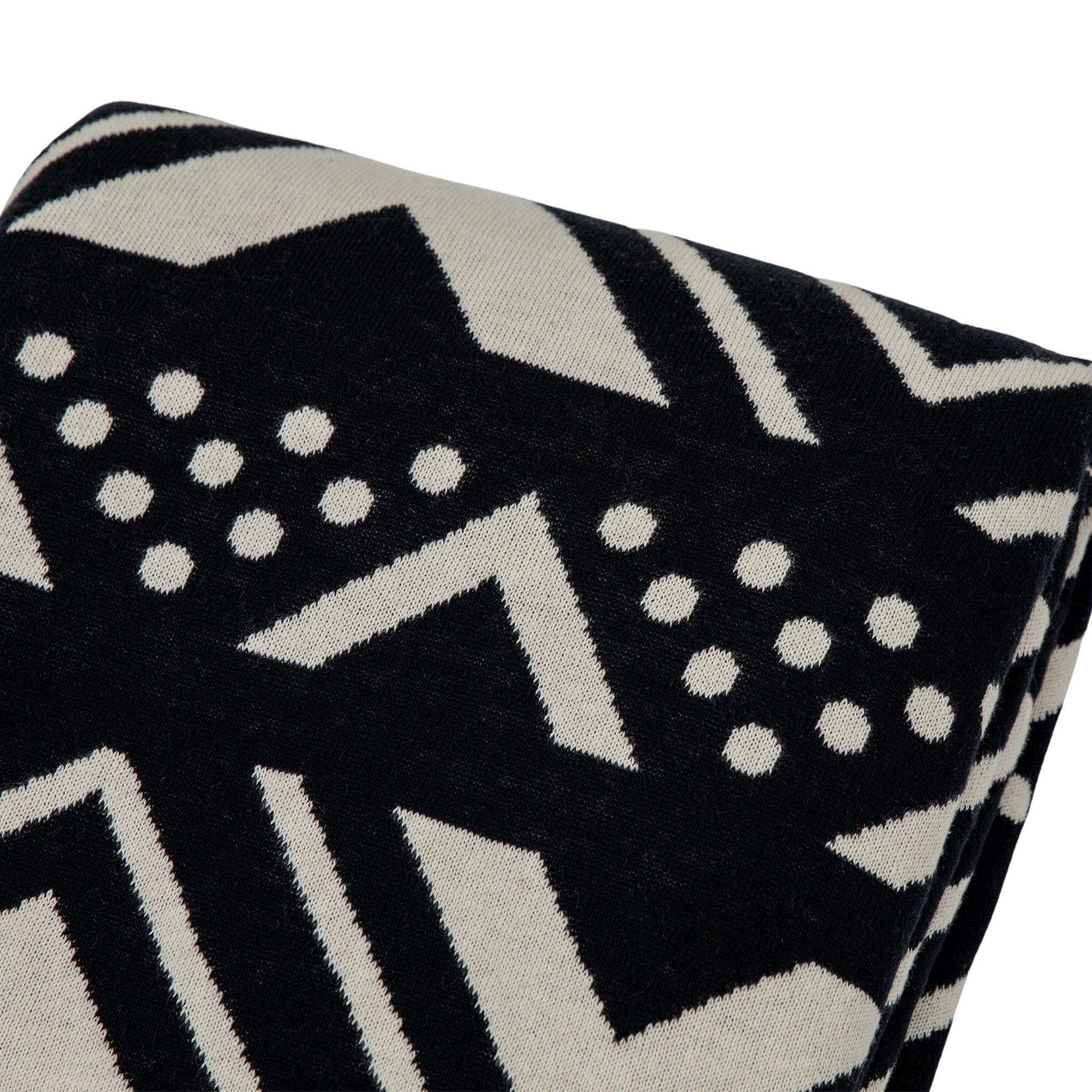 Grove Aztec Knit Sherpa Black & Cream Throw